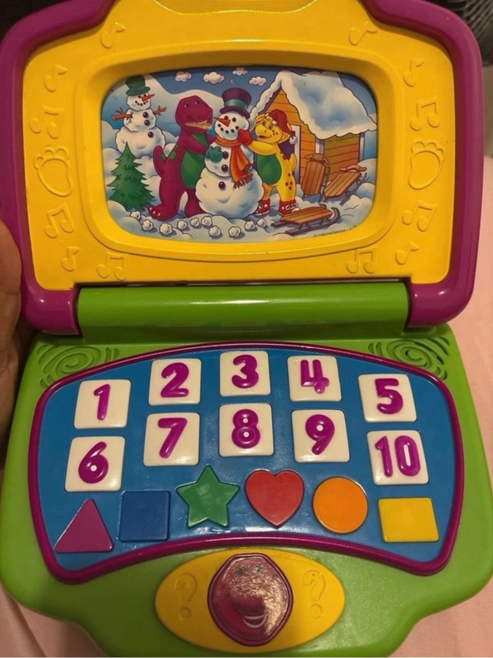 Colorful Kids Learning Laptop Toy with Numbers & Shapes - Green/Purple/Yellow